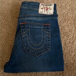 True Religion Halle Mid-Rise Super Skinny Jeans in Indigo